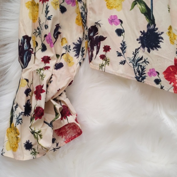 H&M Floral Top Belt Sleeve - Size 8 - Picture 5 of 8
